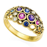 18K Open Work Diamond & Faceted Sapphire Ring - R-68FS-Alex Sepkus-Renee Taylor Gallery