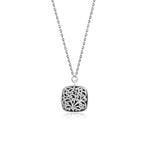 Sterling Silver Brown Diamond & Black Onyx Cushion Square Necklace - XNC254-16D55-Lois Hill-Renee Taylor Gallery