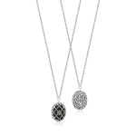 Sterling Silver Brown Diamond & Black Onyx Caged Oval Necklace - XNC256-16D55-Lois Hill-Renee Taylor Gallery
