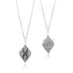 Sterling Silver Black Sapphire Pendant Necklace - XNU288-16BS5-Lois Hill-Renee Taylor Gallery