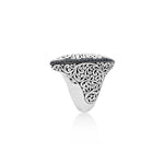 Sterling Silver Black Sapphire Classic Signature Scroll Marquise Ring - XRU269-Lois Hill-Renee Taylor Gallery