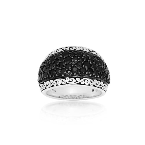 Sterling Silver Black Sapphire Pave Dome Ring - XRU270-Lois Hill-Renee Taylor Gallery