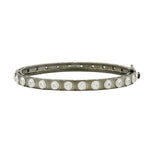 Signature Studded Eternity Hinge Bangle Black Gold and Platinum on Sterling Silver - PRZB0800B-HG-1-Freida Rothman-Renee Taylor Gallery
