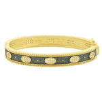 Signature Oval Eternity Hinged Bangle - Black Gold and 14K Gold-Freida Rothman-Renee Taylor Gallery