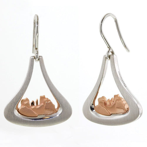 Cathedral Rock (SMALL) Rose Gold Plated Hook Earrings - 14/02634-Breuning-Renee Taylor Gallery