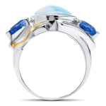 Lena Ring - Rlena00-00-Marahlago Larimar-Renee Taylor Gallery