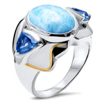 Lena Ring - Rlena00-00-Marahlago Larimar-Renee Taylor Gallery