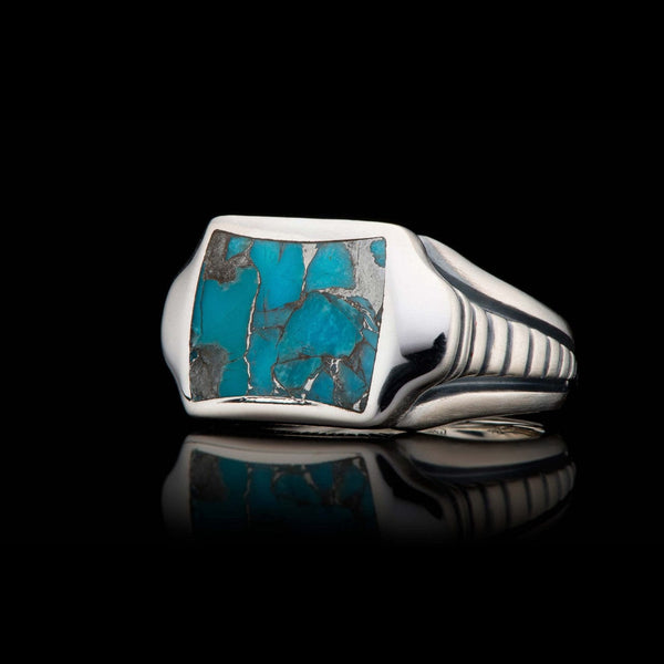 Men's Sleek Turquoise Ring - Ring 8 TQ - William Henry