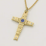 18K Spring Cross Sapphire & Diamond Pendant - M-103-Alex Sepkus-Renee Taylor Gallery