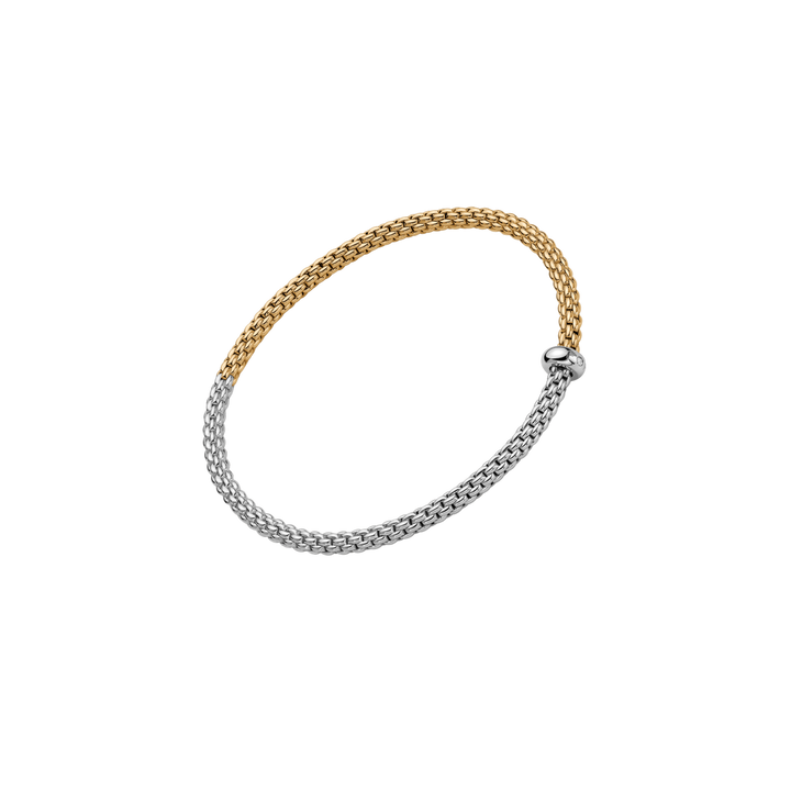 Flex'it PRIMA Bracelet with Bicolour Mesh in 18K Yellow and White Gold-FOPE-Renee Taylor Gallery