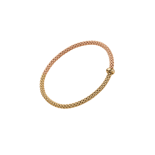 Flex'it PRIMA Bracelet with Bicolour Mesh in 18K Rose and Yellow Gold-FOPE-Renee Taylor Gallery
