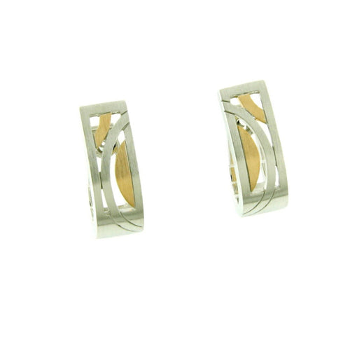 Two-Toned Rose Gold & Rhodium Plated Sterling Silver Earrings - 06/70718-RH/R-Breuning-Renee Taylor Gallery