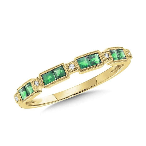 14K Yellow Gold Emerald & Diamond Ring - CCE2544-Y-SDC Creations-Renee Taylor Gallery