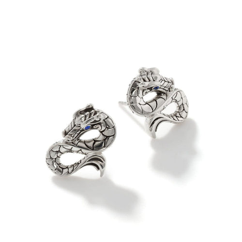 Naga Stud Earrings with Blue Sapphire Eyes - EBS60256BSP-John Hardy-Renee Taylor Gallery