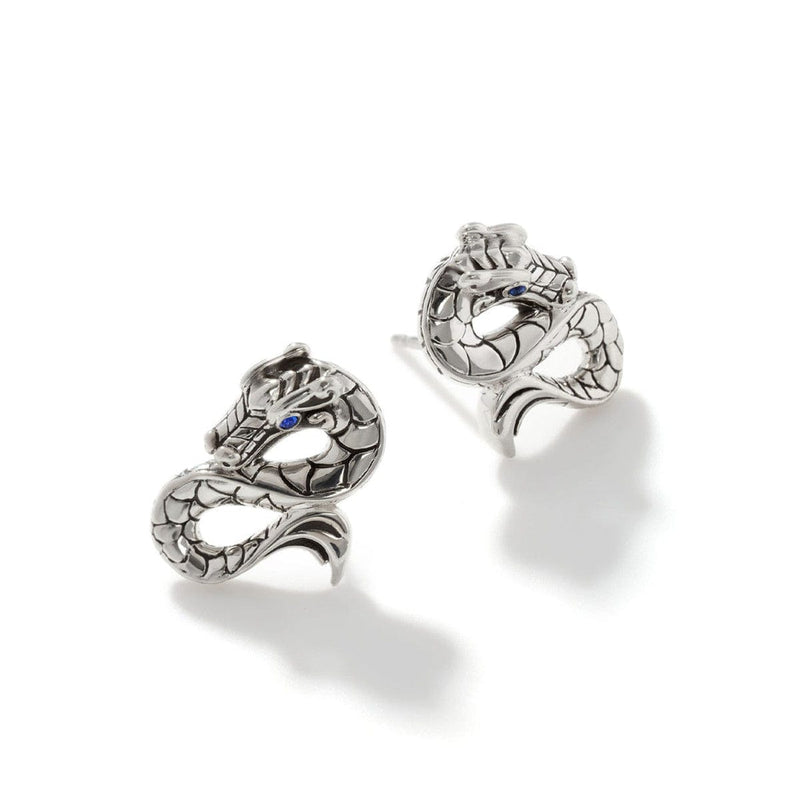 Naga Stud Earrings with Blue Sapphire Eyes - EBS60256BSP-John Hardy-Renee Taylor Gallery