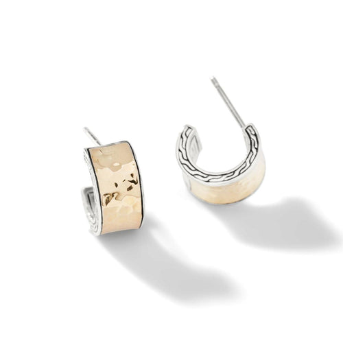 Palu J Hoop Earrings, Sterling Silver, Gold - EZ900721-John Hardy-Renee Taylor Gallery