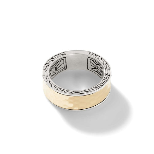 Carved Chain Palu Band Ring, Silver, Gold - RZ900729-John Hardy-Renee Taylor Gallery