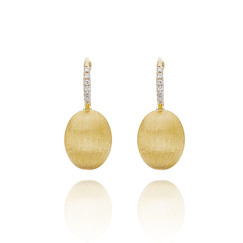 "CILIEGINE" Gold Ball Drop Earrings w/ Diamonds Details (MEDIUM) - OS16-583-Nanis-Renee Taylor Gallery