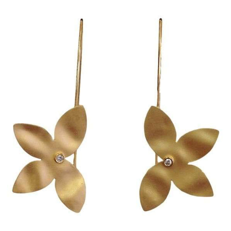 14K Gold & Diamond Flower Earrings - M1410-Marika-Renee Taylor Gallery