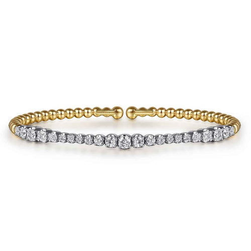 14K Mix of White and Yellow Gold RD Diamond Bangle Bujukan Collection - BG5060-57M45JJ-Gabriel & Co.-Renee Taylor Gallery