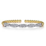14K Mix of White and Yellow Gold RD Diamond Bangle Bujukan Collection - BG5090-57M45JJ-Gabriel & Co.-Renee Taylor Gallery