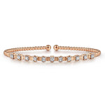 14K Rose Gold Bujukan Bead Cuff Bracelet with Diamond Stations Bujukan Collection - BG4228-57K45JJ-Gabriel & Co.-Renee Taylor Gallery