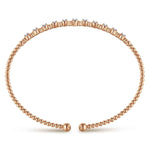 14K Rose Gold Bujukan Bead Cuff Bracelet with Diamond Stations Bujukan Collection - BG4228-57K45JJ-Gabriel & Co.-Renee Taylor Gallery