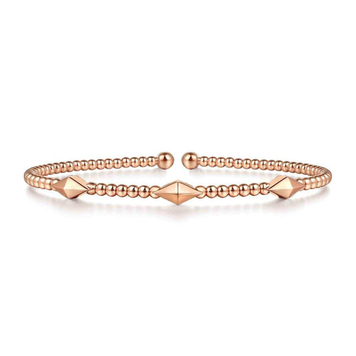 14K Rose Gold Bujukan Pyramid Stations Bangle Bujukan Collection - BG4421-57K4JJJ-Gabriel & Co.-Renee Taylor Gallery