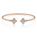 14K Rose Gold Bujukan Split Cuff Bracelet with Diamond Flower Caps Bujukan Collection - BG4256-57K45JJ-Gabriel & Co.-Renee Taylor Gallery