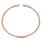 14K Rose Gold Bujukan Split Cuff Bracelet with Diamond Flower Caps Bujukan Collection - BG4256-57K45JJ-Gabriel & Co.-Renee Taylor Gallery