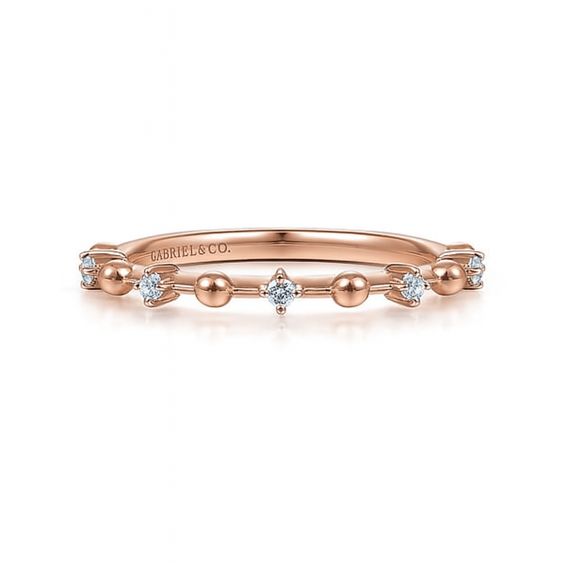 14K Rose Gold Bujukan Diamond Station Alternating Ring - LR51703K45JJ-Gabriel & Co.-Renee Taylor Gallery
