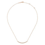 14K Rose Gold Curved Bar Necklace with Round Diamonds - NK5796K45JJ-Gabriel & Co.-Renee Taylor Gallery