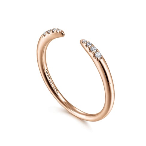 14K Rose Gold Open Diamond Tipped Stackable Ring - LR51177K45JJ-Gabriel & Co.-Renee Taylor Gallery