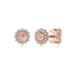 14K Rose Gold Round Morganite and Diamond Stud Earrings - EG11819K45MO-Gabriel & Co.-Renee Taylor Gallery