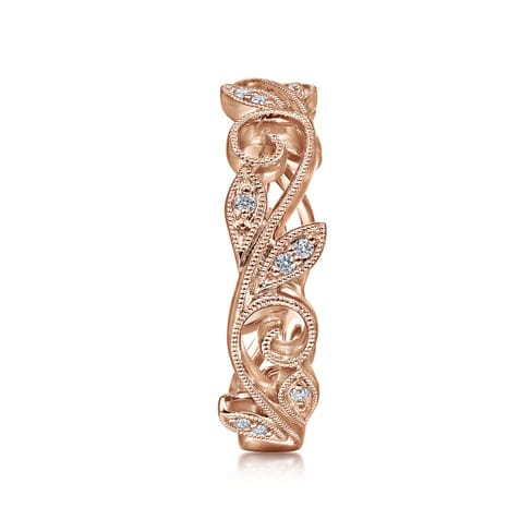 14K Rose Gold Scrolling Floral Diamond Ring - LR4593K45JJ-Gabriel & Co.-Renee Taylor Gallery