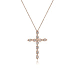 14K Rose Gold Segmented Diamond Cross Necklace - NK2211K45JJ-Gabriel & Co.-Renee Taylor Gallery