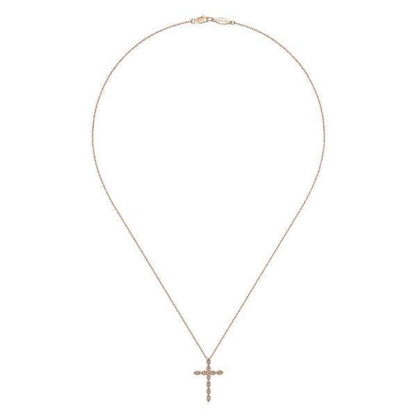 14K Rose Gold Segmented Diamond Cross Necklace - NK2211K45JJ - Gabriel ...