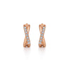 14K Rose Gold Twisted 15mm Diamond Huggies - EG13328K45JJ-Gabriel & Co.-Renee Taylor Gallery