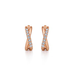 14K Rose Gold Twisted 15mm Diamond Huggies - EG13328K45JJ-Gabriel & Co.-Renee Taylor Gallery