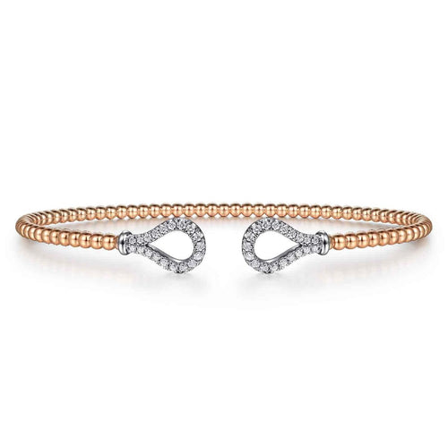 14K Rose-White Gold Bujukan Diamond RD Teardrops Bangle Bujukan Collection - BG4328-57T45JJ-Gabriel & Co.-Renee Taylor Gallery