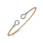 14K Rose-White Gold Bujukan Diamond RD Teardrops Bangle Bujukan Collection - BG4328-57T45JJ-Gabriel & Co.-Renee Taylor Gallery