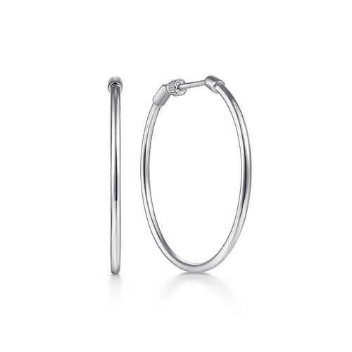 14K White Gold 30mm Round Classic Hoop Earrings - EG1360-Gabriel & Co.-Renee Taylor Gallery