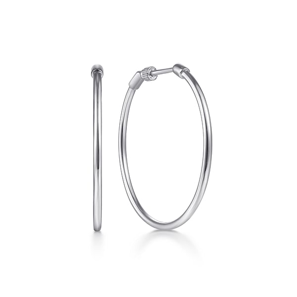 14K White Gold 30mm Round Classic Hoop Earrings - EG1360-Gabriel & Co.-Renee Taylor Gallery