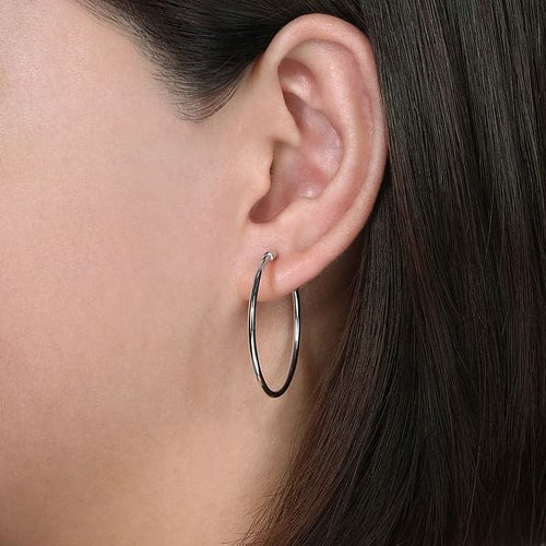 14K White Gold 30mm Round Classic Hoop Earrings - EG1360-Gabriel & Co.-Renee Taylor Gallery