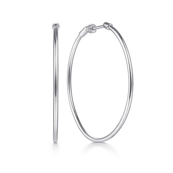 14K White Gold 30mm Round Classic Hoop Earrings - EG1360-Gabriel & Co.-Renee Taylor Gallery