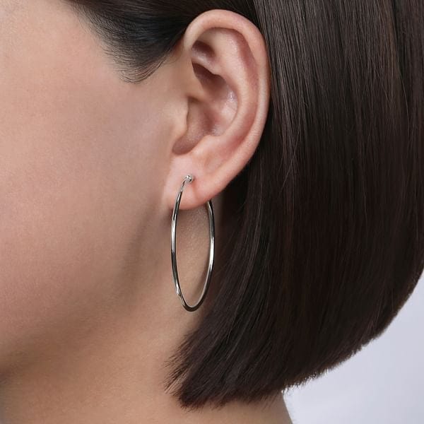 14K White Gold 30mm Round Classic Hoop Earrings - EG1360-Gabriel & Co.-Renee Taylor Gallery