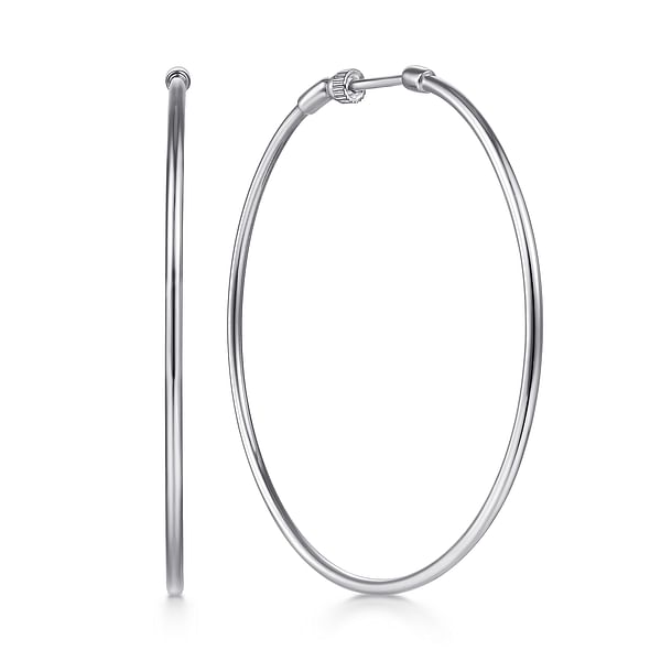 14K White Gold 30mm Round Classic Hoop Earrings - EG1360-Gabriel & Co.-Renee Taylor Gallery