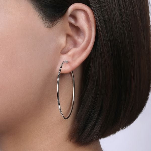 14K White Gold 30mm Round Classic Hoop Earrings - EG1360-Gabriel & Co.-Renee Taylor Gallery