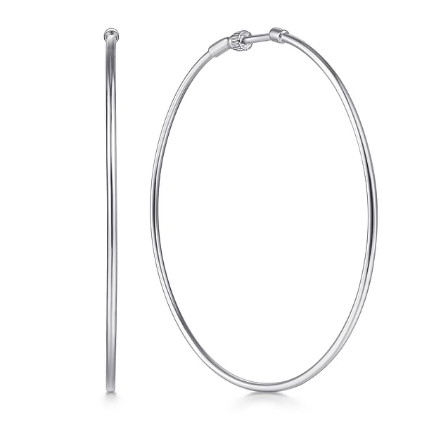 14K White Gold 30mm Round Classic Hoop Earrings - EG1360-Gabriel & Co.-Renee Taylor Gallery