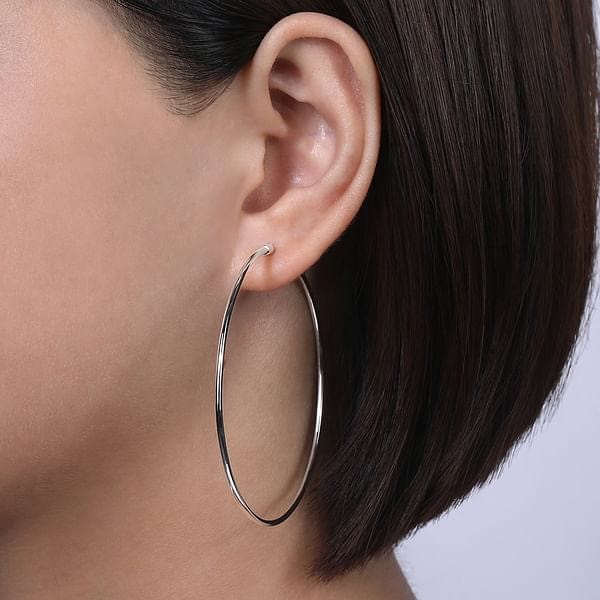 14K White Gold 30mm Round Classic Hoop Earrings - EG1360-Gabriel & Co.-Renee Taylor Gallery